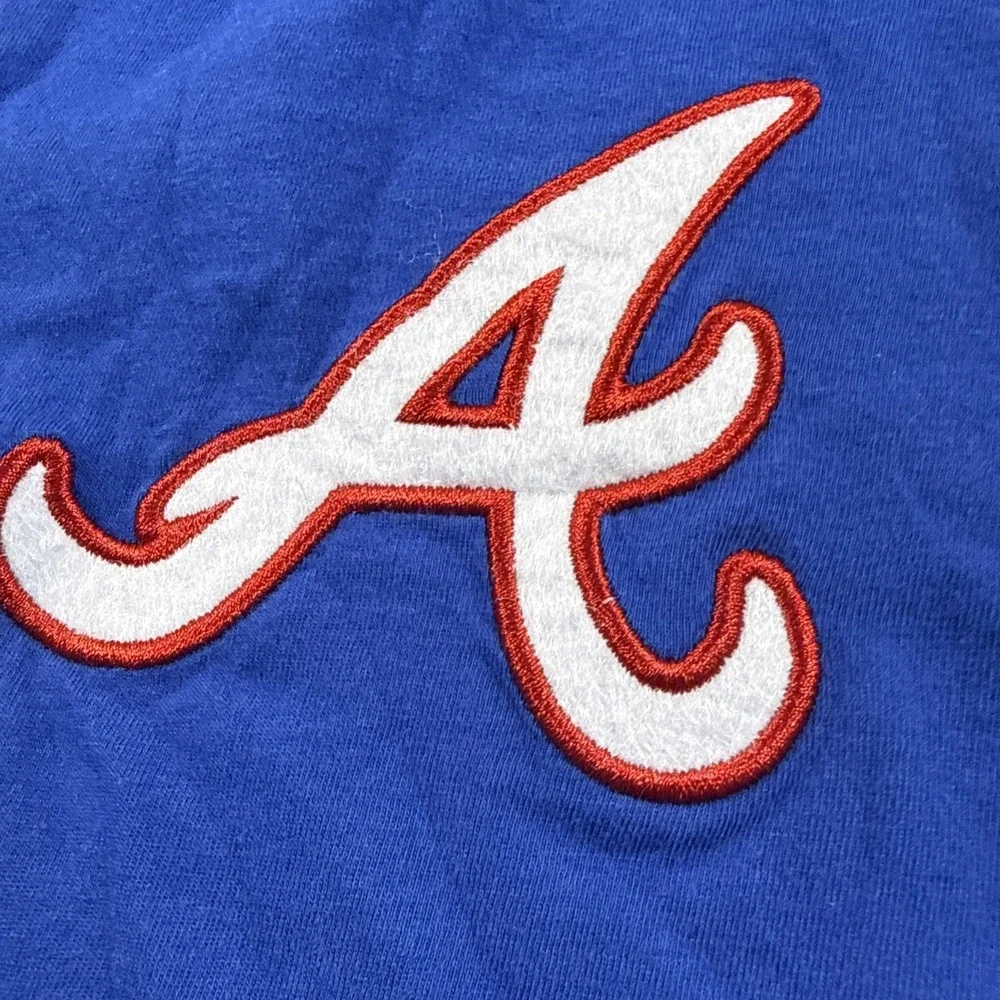 Atlanta Braves Mitchell Ness Cooperstown 3/4 Sleeve Henley Shirt Large - Picture 4 of 8